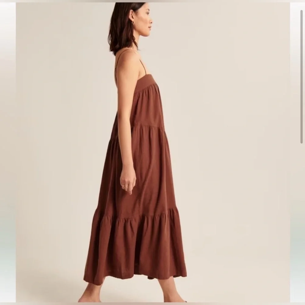 Abercrombie & Fitch Rust Asymmetrical Tiered Maxi Dress Size‎ XL